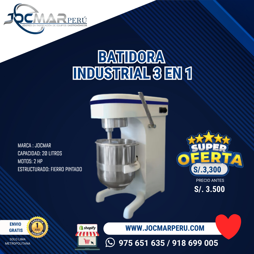 BATIDORA INDUSTRIAL 3 EN 1