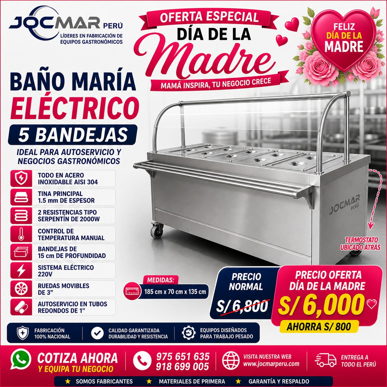 BAÑO MARÍA ELÉCTRICO 5 BANDEJAS