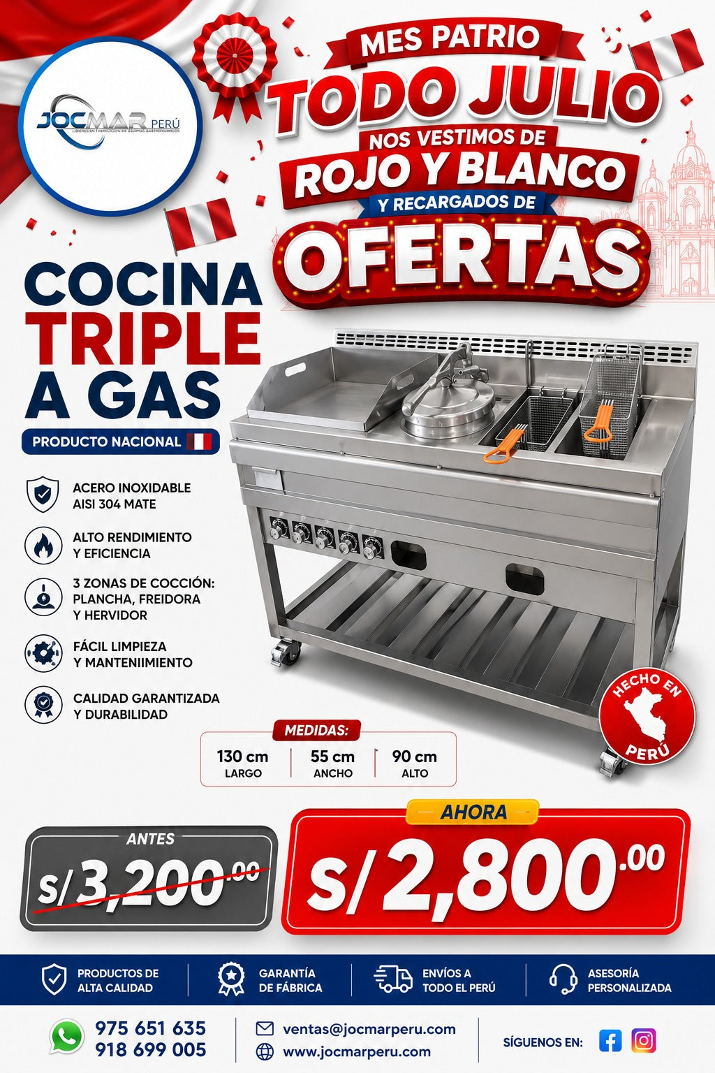 COCINA TRIPLE A GAS