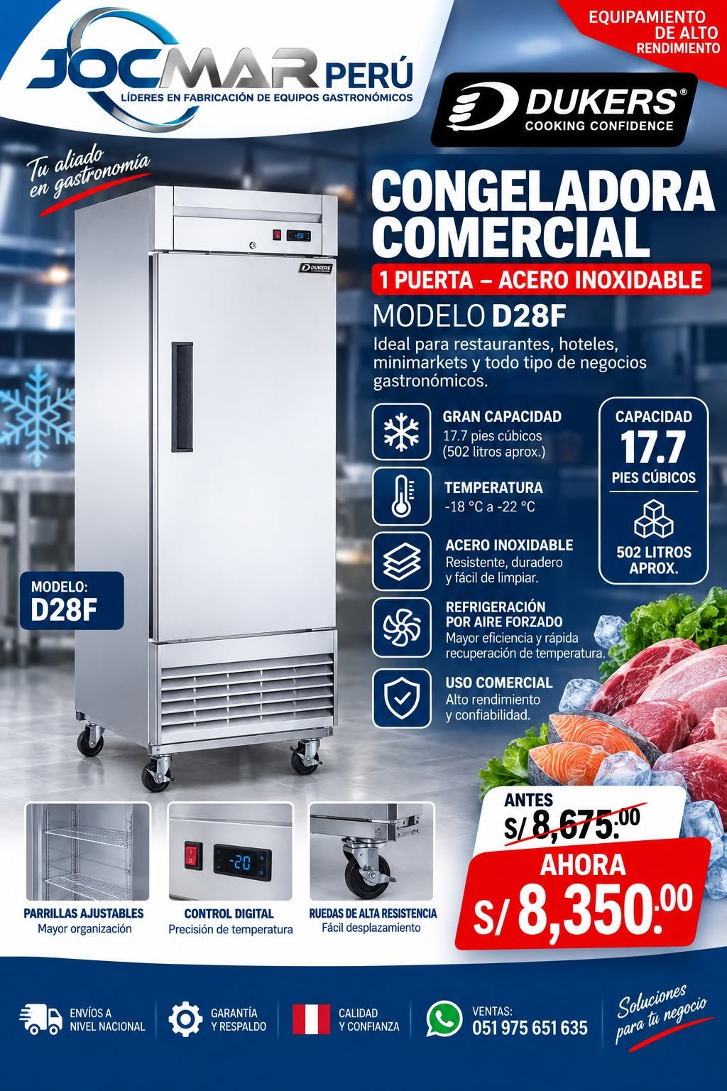 CONGELADORA COMERCIAL DUKERS – MODELO D28F