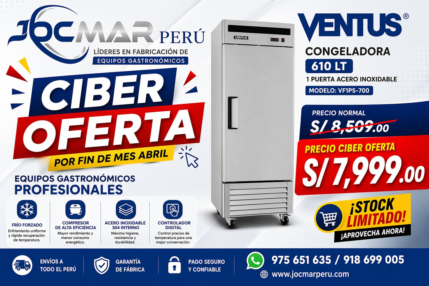 CONGELADORA VENTUS 610 LT