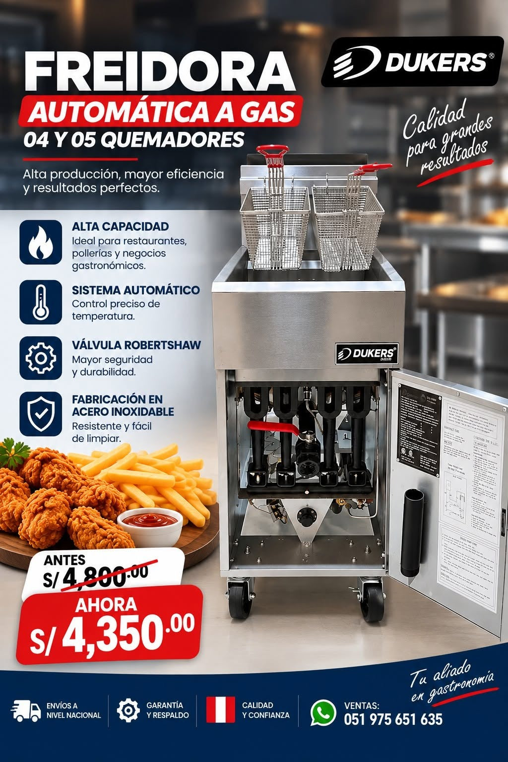 FREIDORA AUTOMÁTICA A GAS DUKERS