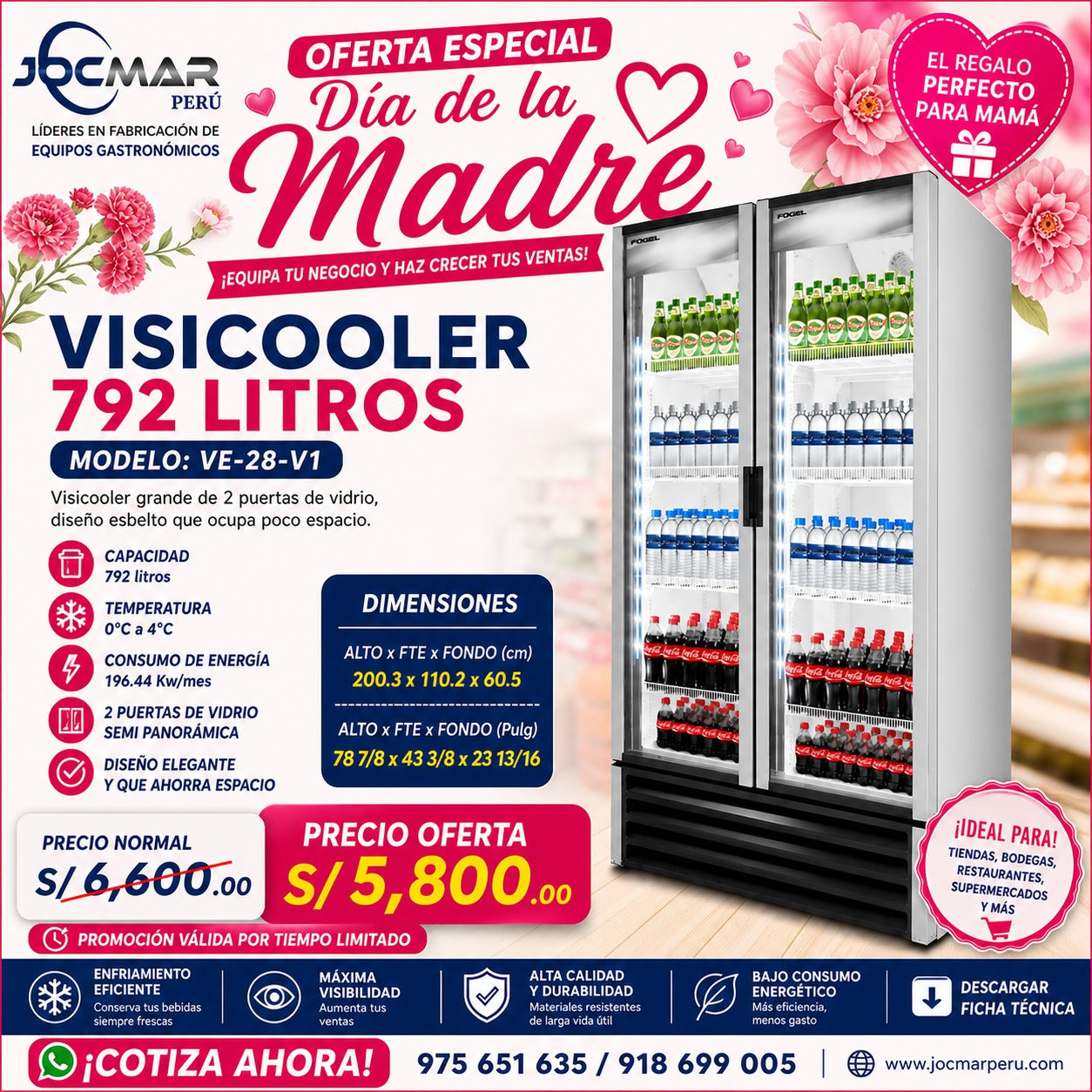 VISICOOLER 792 LITROS – 2 PUERTAS MODELO VE-28-V1