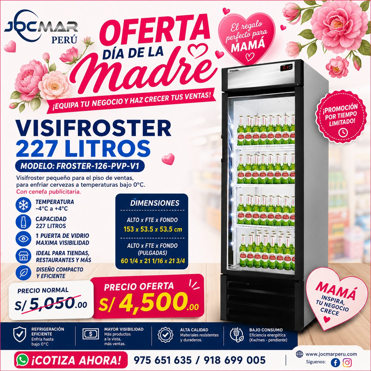 VISIFROSTER 227 LITROS MODELO FROSTER-126-PVP-V1