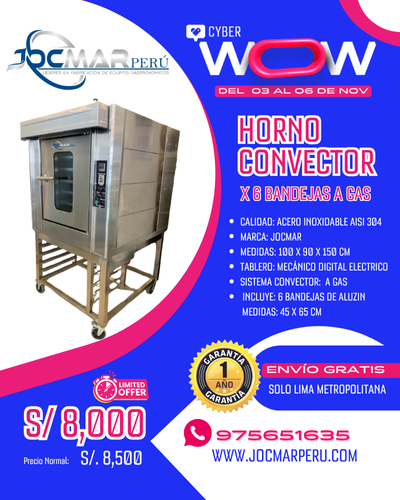 HORNO CONVECTOR X 6 BANDEJAS A GAS