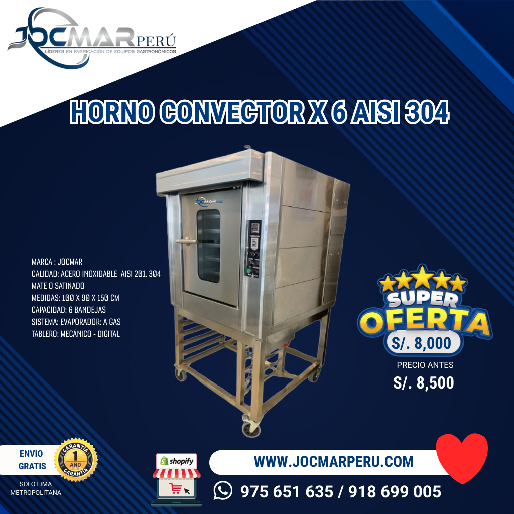 HORNO CONVECTOR X 6 AISI 304