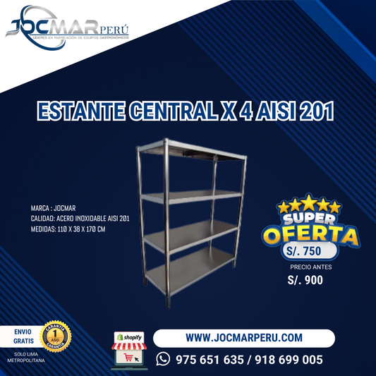 ESTANTE CENTRAL X 4 AISI 201