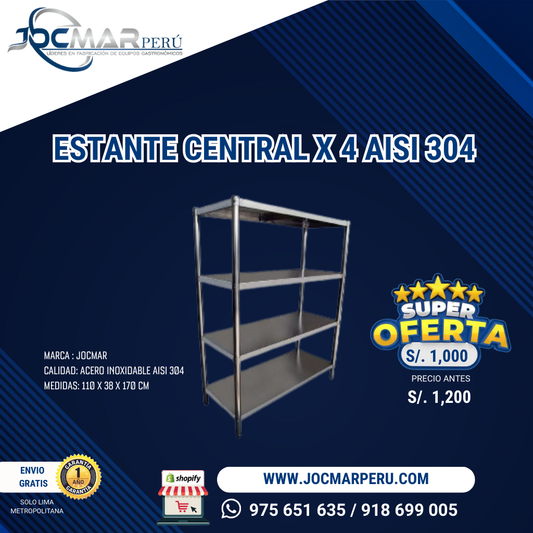 ESTANTE CENTRAL X 4 AISI 304