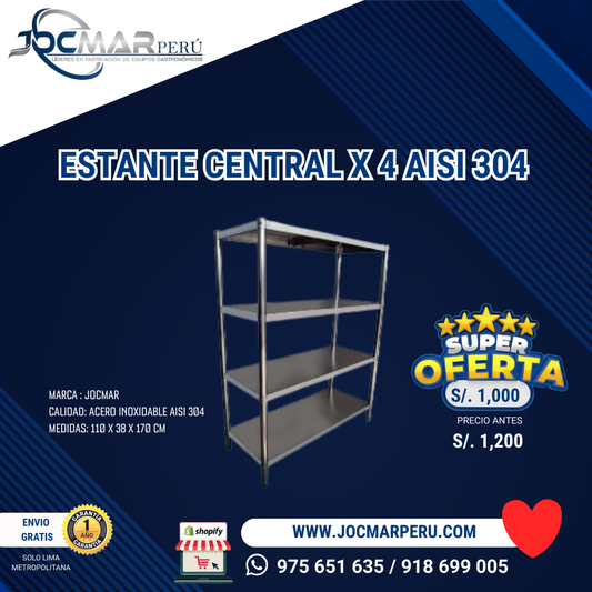 ESTANTE CENTRAL X 4 AISI 304