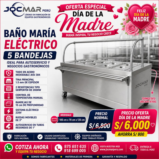 BAÑO MARÍA ELÉCTRICO 5 BANDEJAS