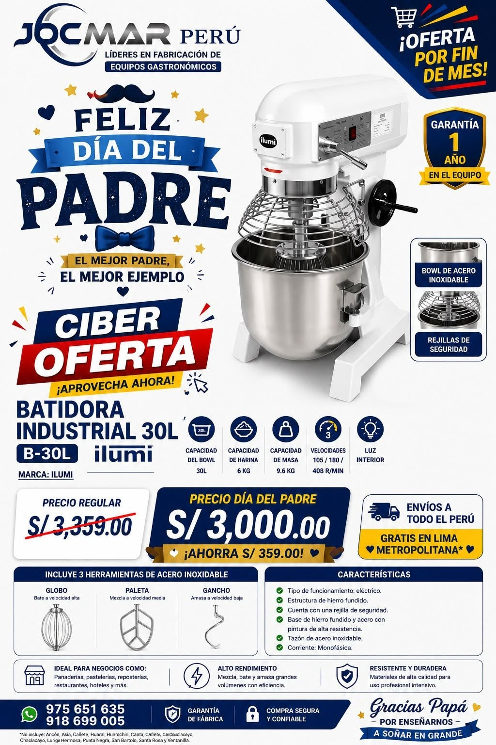 BATIDORA INDUSTRIAL ILUMI B-30L