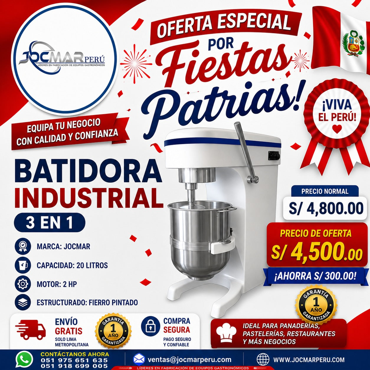BATIDORA INDUSTRIAL 3 EN 1