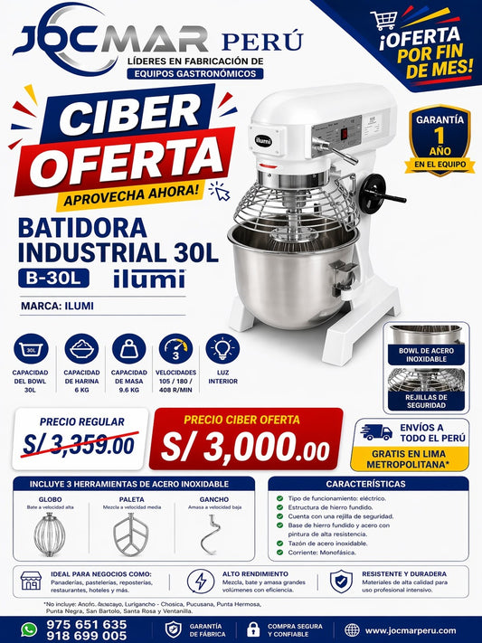 BATIDORA INDUSTRIAL ILUMI 30L