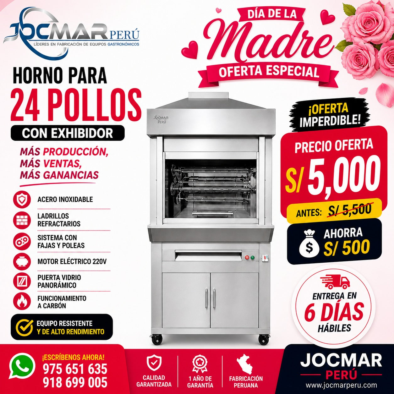 HORNO PARA 24 POLLOS CON EXHIBIDOR
