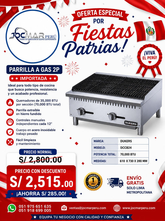 PARRILLA A GAS 24" DUKERS - IMPORTADA