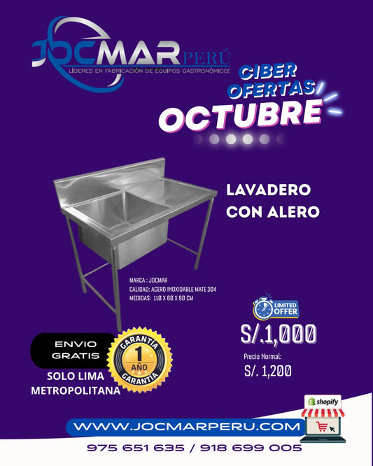 LAVADERO CON ALERO MATE 304