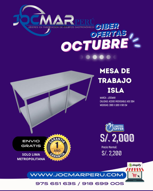MESA DE TRABAJO ISLA AISI 304