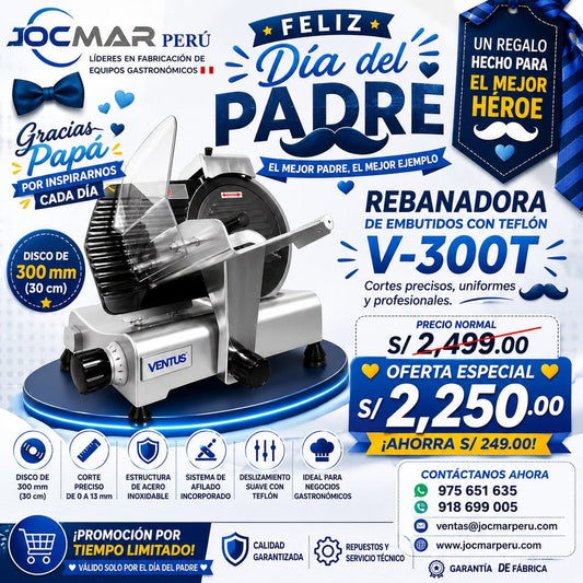 REBANADORA DE EMBUTIDOS CON TEFLÓN V-300T
