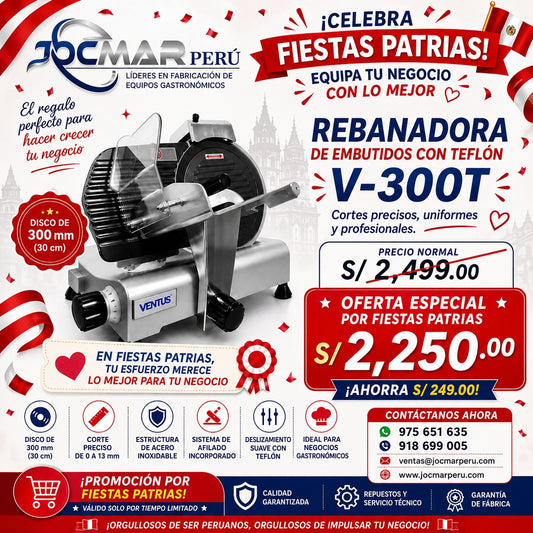 REBANADORA DE EMBUTIDOS CON TEFLÓN V-300T