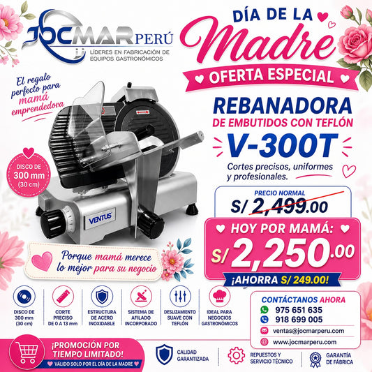 REBANADORA DE EMBUTIDOS CON TEFLÓN V-300T